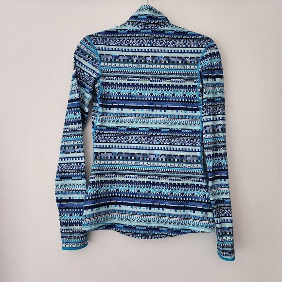 Nike Pro Dri Fit blue‎ Aztec 1/2 zip long sleeve pullover running womens S - Picture 5 of 8